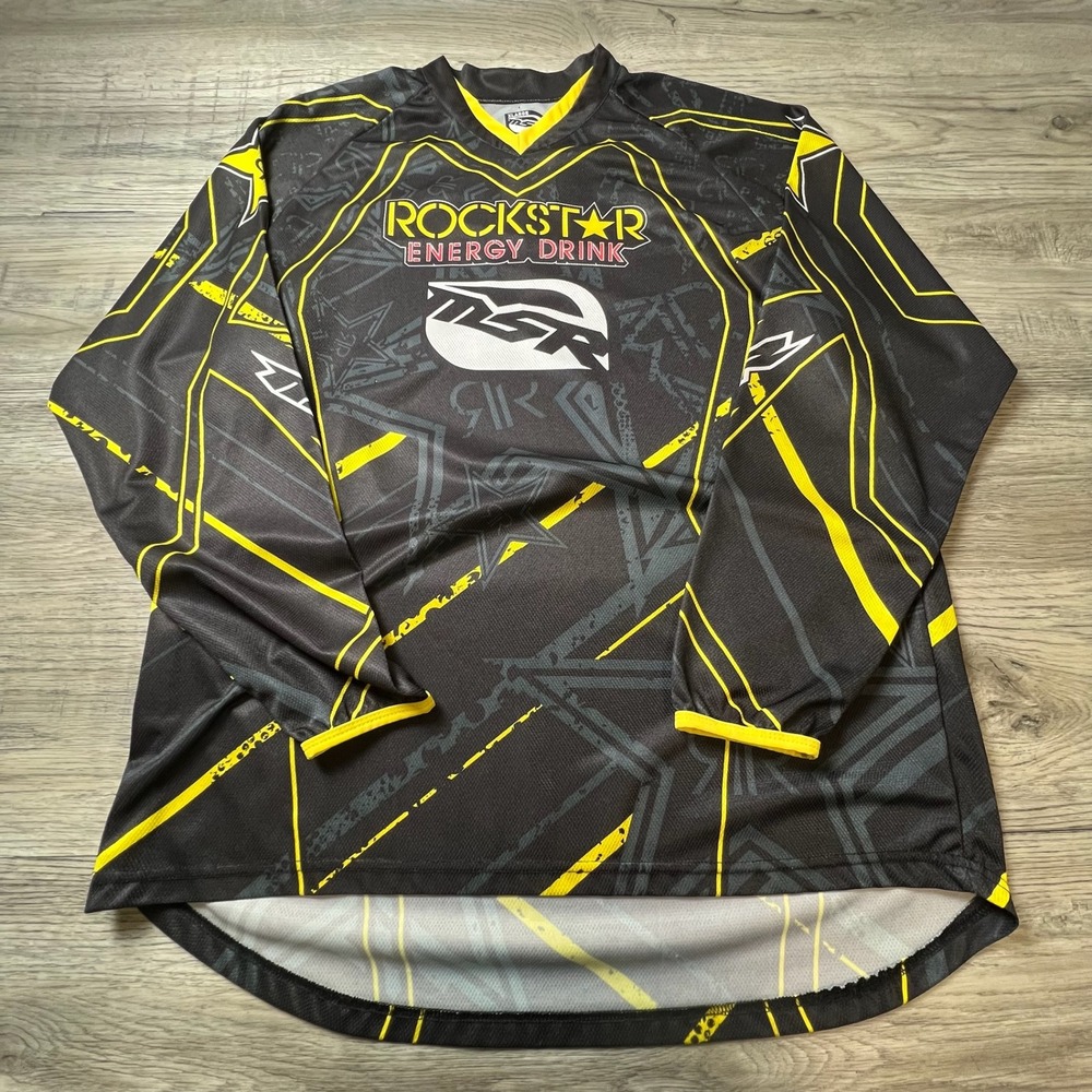 MSR Rockstar Energy Drink Jersey Mens XL Black Yellow Motocross Racing BMX Moto